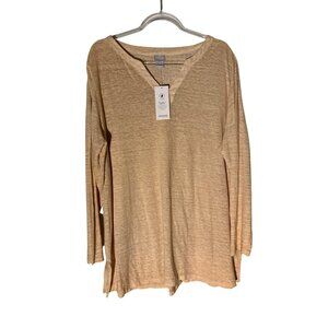 NWT Chico's Linen Split Neck Tunic Warm Sand US Size XL